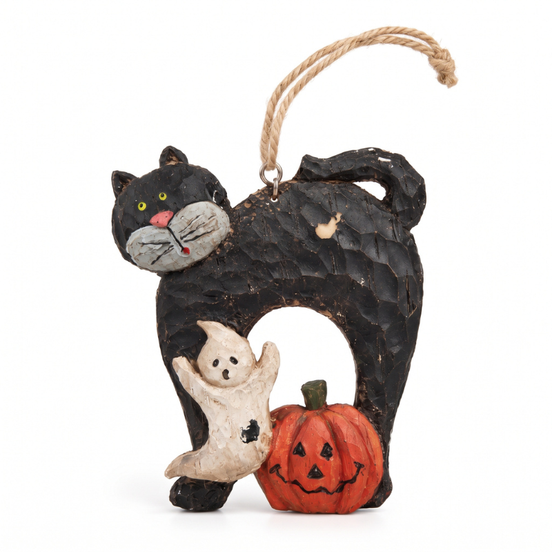 Addobbi a tema Halloween (Gatto nero con zucca)